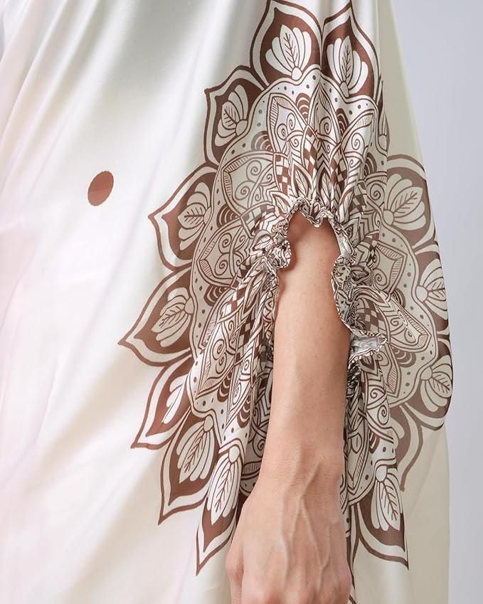 Satin Silk Printed Kaftan Saree With Unstitched Blouse